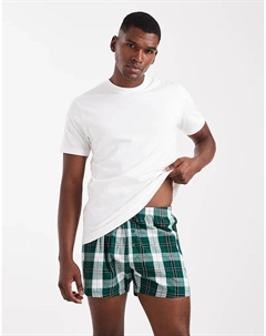 Комплект из 2 тканых трусов-боксеров в зеленую клетку Asos design