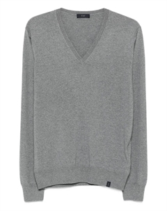 Шерстяной свитер с V-образным вырезом, серый Fay