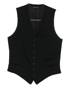 Жилет с V-образным вырезом на пуговицах, черный Yohji yamamoto