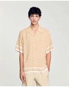 Мужская рубашка свободного кроя с принтом "Квадратный крест", желтый Sandro