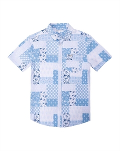 Рубашка-стрейч из сирсакера в стиле пэчворк, синий Vintage summer