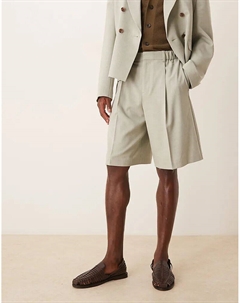 Короткий свободный костюм из льняного материала, цвет шалфейно-зеленый Asos design