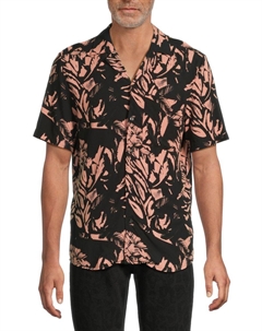 Рубашка Ellino Abstract Straight Fit Camp, цвет Pink Black Hugo