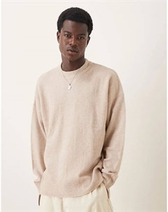 Свободный свитер с круглым вырезом цвета «песок» с начесом Asos design