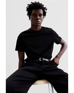 Футболка slim fit из хлопка pima, черный H&m