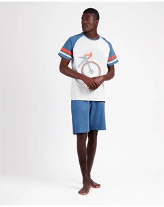 Мужская короткая пижама из трикотажа синего цвета, серый Admas