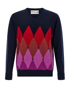 Кашемировый свитер с V-образным вырезом и узором «Аргайл», синий Ballantyne