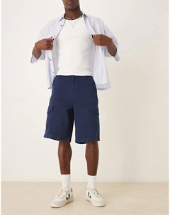 Длинные шорты-карго темно-синего цвета Asos design