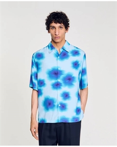 Мужская рубашка с цветочным принтом, светло-голубой Sandro