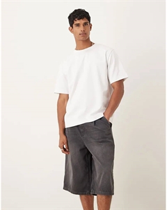 Удлиненный джинсовый жакет черного цвета со складками Asos design