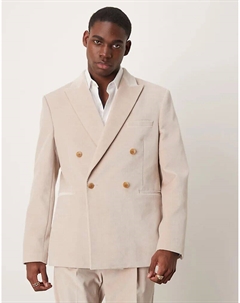 Двубортный пиджак из легкого хлопкового бархата цвета камня — STONE Asos design