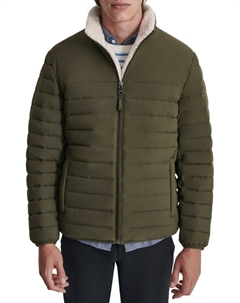 Куртка-пуховик из искусственной овчины, оливковый Dkny