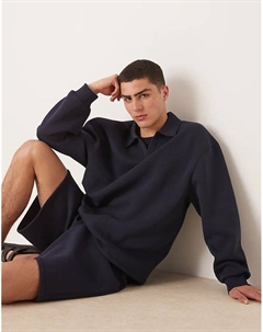 Толстовка свободного кроя с заниженной линией плеч и воротником темно-синего цвета — часть комплекта Asos design