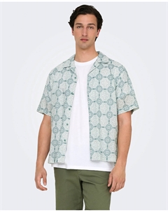 Мужская рубашка с коротким рукавом классического кроя, зеленый Only & sons