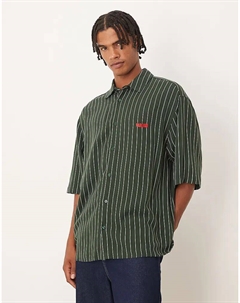 Рубашка свободного кроя с вышивкой на груди темно-зеленого цвета Asos design