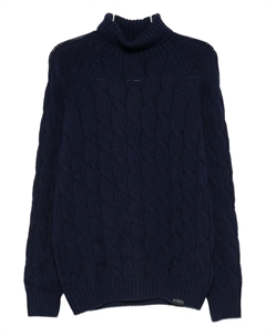 Водолазка с косичной вязкой, синий Fay