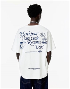 Футболка Croissant белого цвета Pull & bear