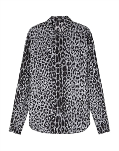 Шелковая рубашка с леопардовым принтом, серый Versace