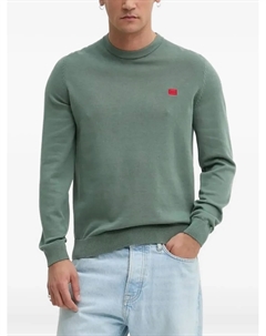 Свитер с круглым вырезом и нашивкой-логотипом, зеленый Hugo