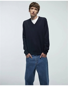 Джемпер с V-образным вырезом, темно-синий Сфера