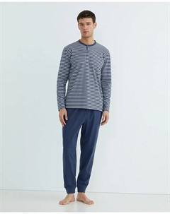 Длинная пижама из трикотажа для мужчин, темно-синий Dustin