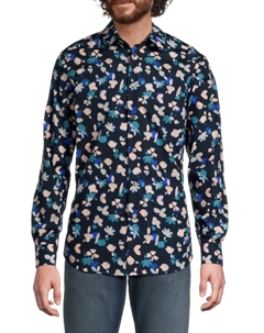 Рубашка классического кроя из принтованного хлопка, цвет Very Dark Navy Paul smith