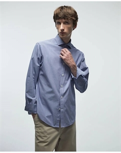 Рубашка в мелкую клетку классического кроя, синий Сфера