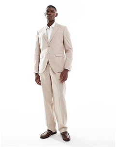 Брюки свободного кроя из льняного костюма премиум-класса бежевого цвета Jack & jones