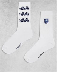 2 Пары носков с вышивкой «Англия» белого цвета Asos design