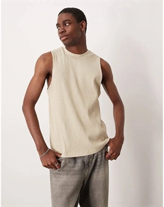 Супертяжелая майка с круглым вырезом в бежевый цвет Asos design