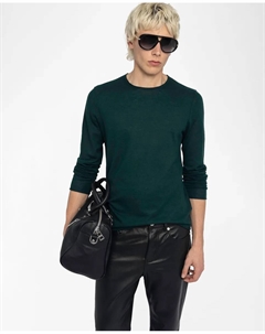 Мужской джемпер Teiss 100% кашемир с круглым вырезом, зеленый Zadig&voltaire