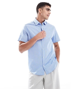 Рубашка в полоску, классическая, легко гладится, синего цвета Asos design