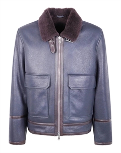 Куртка из овчины с застежкой-молнией спереди, синий Dondup