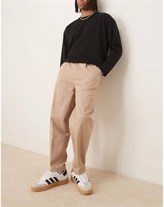 Строгие зауженные брюки-чиносы из 100% хлопка свободного кроя с боковыми регуляторами цвета светло-бежевого камня Asos design