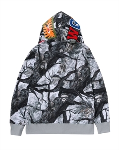 Худи Tree Edge Camo Shark на молнии, черный A bathing ape®