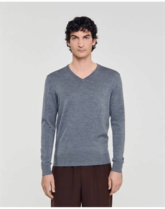 Мужской свитер из тонкой шерсти, светло-серый Sandro