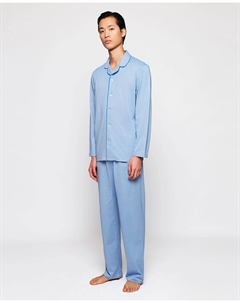 Мужская длинная пижама из трикотажа, светло-голубой Mirto