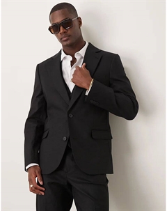 Узкий пиджак из льняной смеси черного цвета Asos design