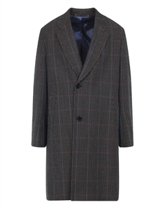 Однобортное шерстяное пальто в ломаную клетку, черный Paul smith