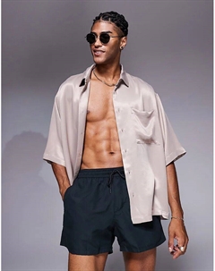 Рубашка свободного кроя бежевого цвета Asos design