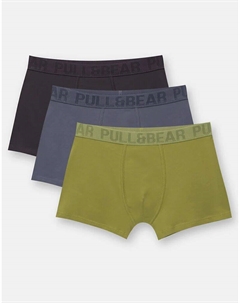 Упаковка из 3 боксеров с клетчатой текстурой и логотипом, цвет: многоцветный Pull & bear