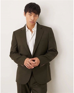 Узкий пиджак из меланжевой фактуры оливково-зеленого цвета Asos design