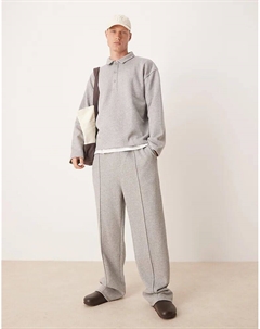 Широкие элегантные спортивные брюки серого меланжевого цвета — часть комплекта Asos design