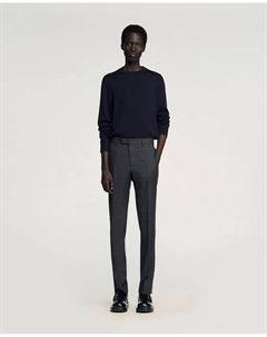 Мужские шерстяные клетчатые брюки, серый Sandro