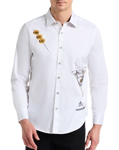 Хлопковая рубашка с рисунком Dean Martini, белый Robert graham
