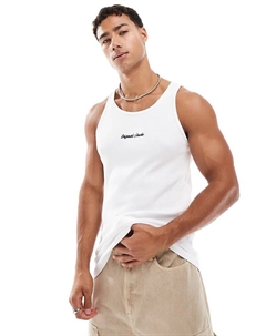 Ребристый жилет с вышивкой белого цвета Jack & jones