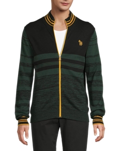 Кардиган на молнии из шерсти с отделкой, цвет Petrol Green Multi Paul smith