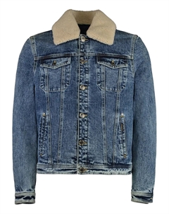 Джинсовая куртка с отделкой из овчины, синий Moorer