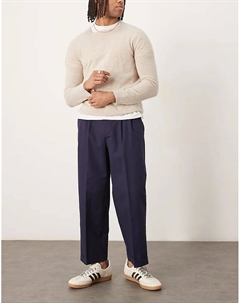 Укороченные хлопковые чиносы темно-синего цвета с завышенной талией Asos design