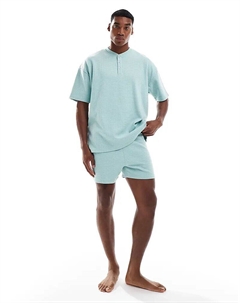 Пижамный комплект из синей вафли Asos design